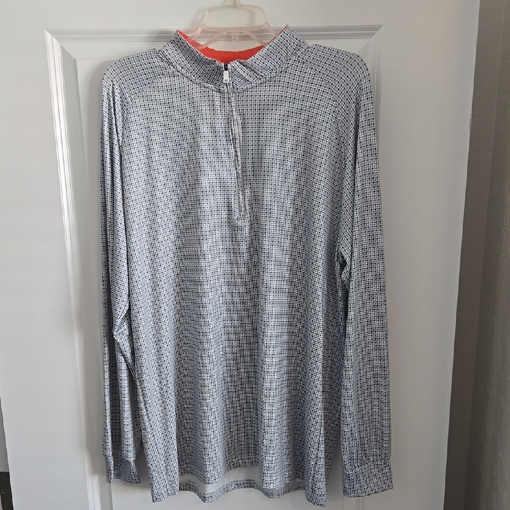 Birdie Bound Men's Gray and White Checkered Long Sleeve Shirt